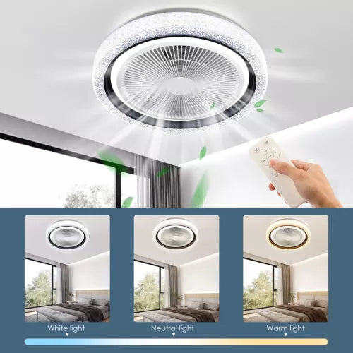20" LED Ceiling Fan Light Dimmable Chandelier Lamp Bluetooth APP Remote Control - Ceenaz Store