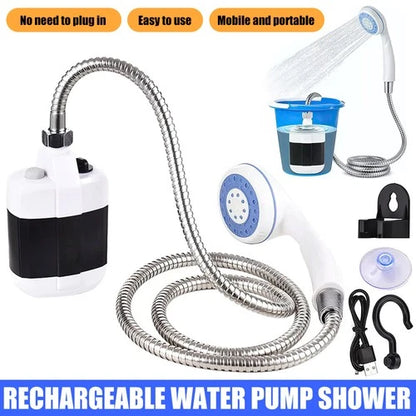 Portable Camping Shower USB Rechargeable Electric Shower Pump for Garden Outdoor - Ceenaz Store