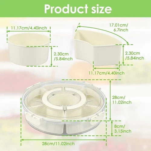 Rotating Fruit Snack Tray with Lid Handle Multi-Section Serving Platter Multi-Se - Ceenaz Store