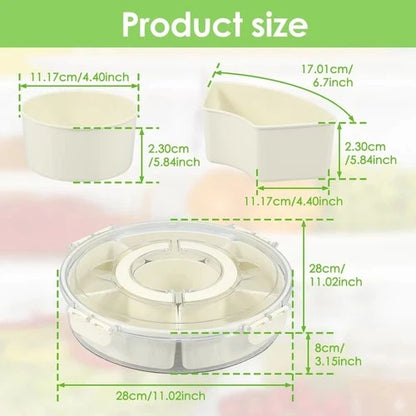 Rotating Fruit Snack Tray with Lid Handle Multi-Section Serving Platter Multi-Se - Ceenaz Store