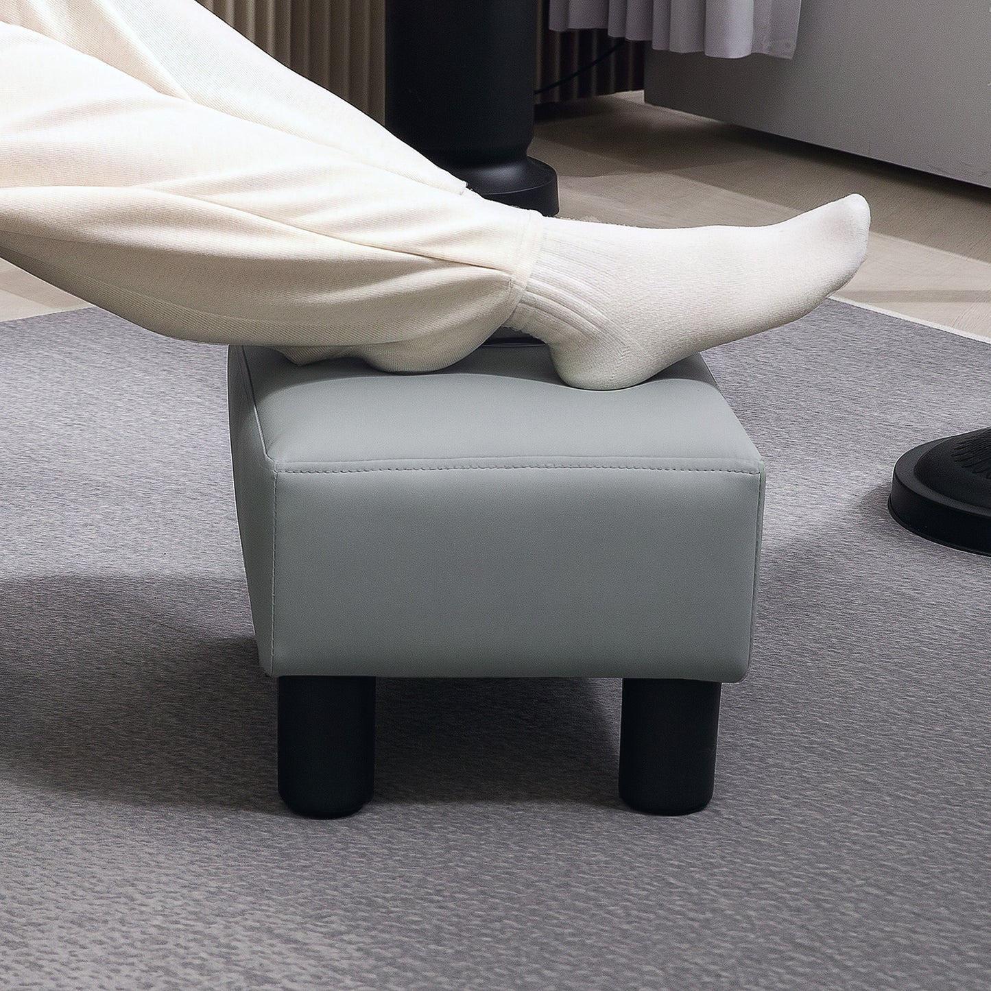 Footstool Small Footrest Upholstery with Plastic Legs