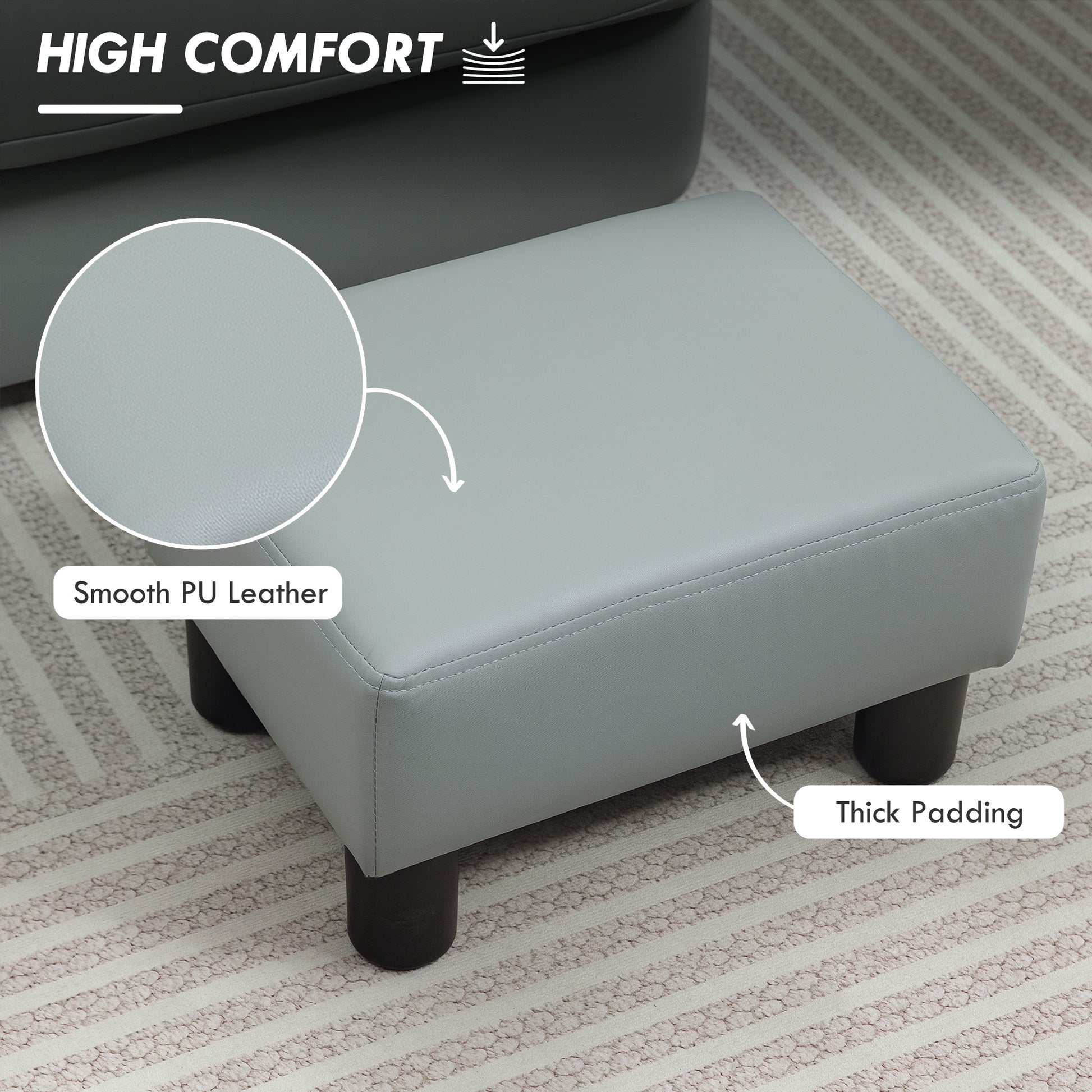 Footstool Small Footrest Upholstery with Plastic Legs