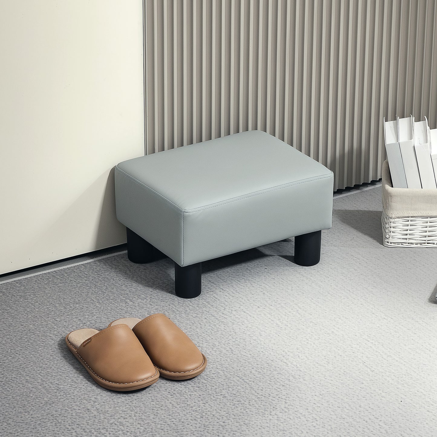 Footstool Small Footrest Upholstery with Plastic Legs