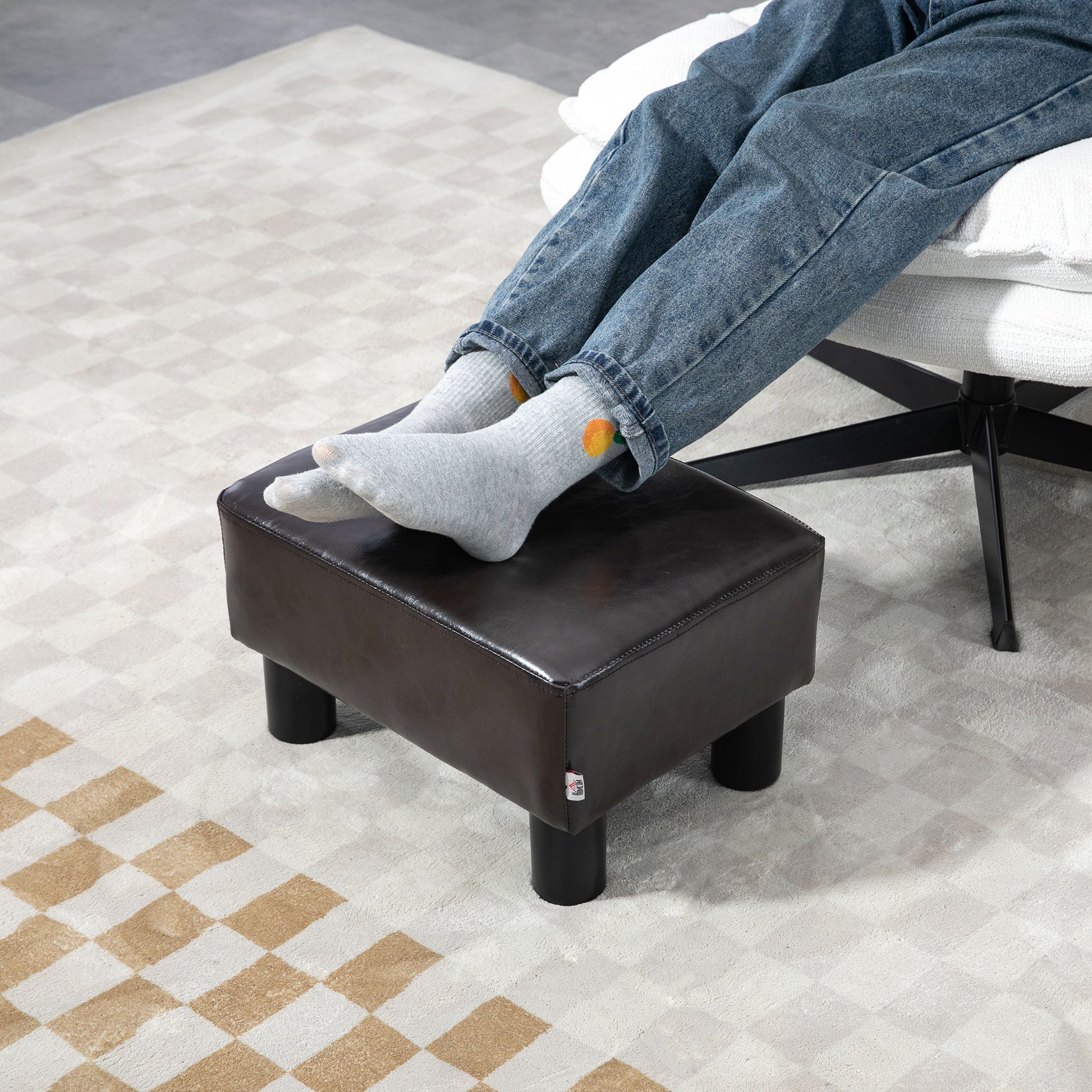 Footstool Small Footrest Upholstery with Plastic Legs