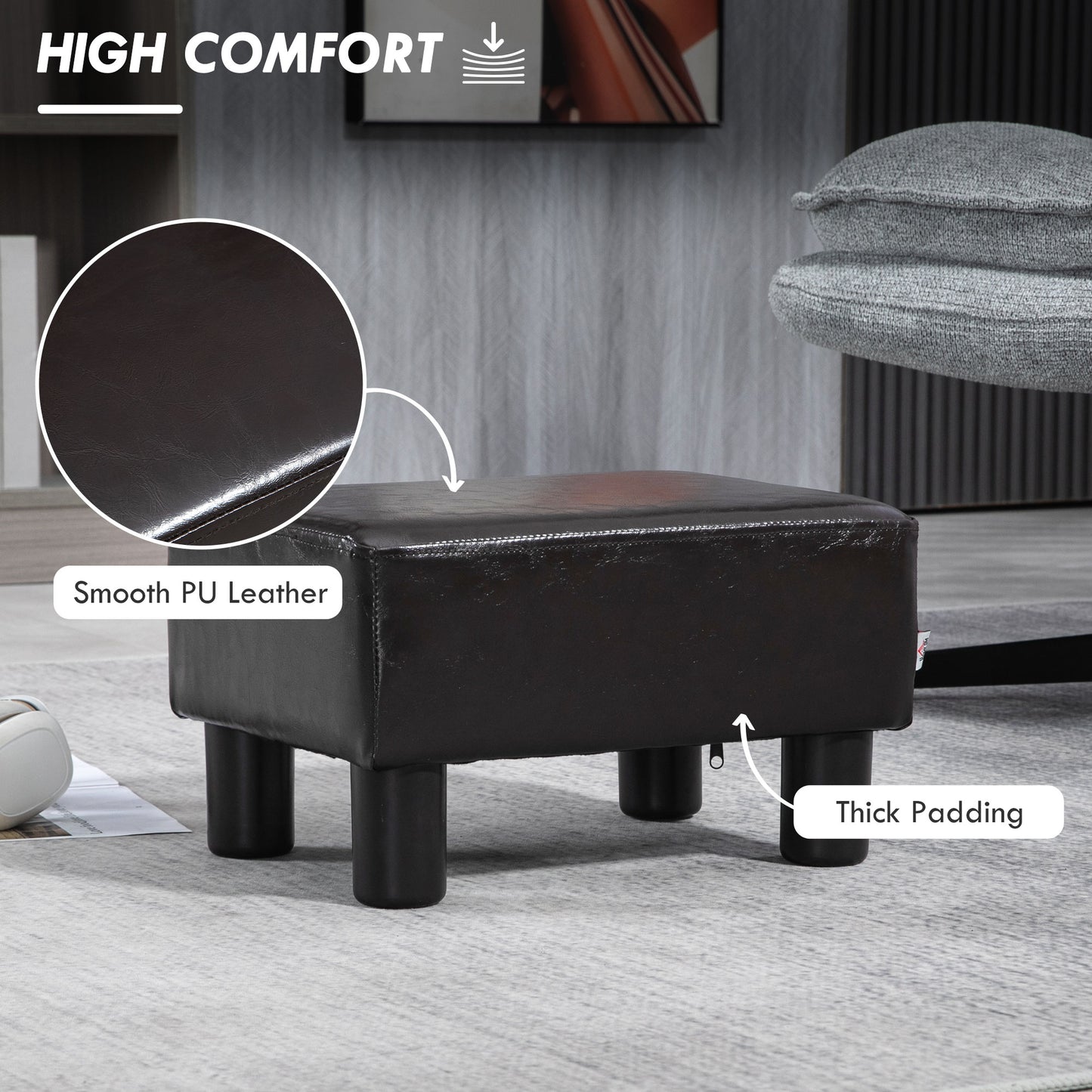 Footstool Small Footrest Upholstery with Plastic Legs