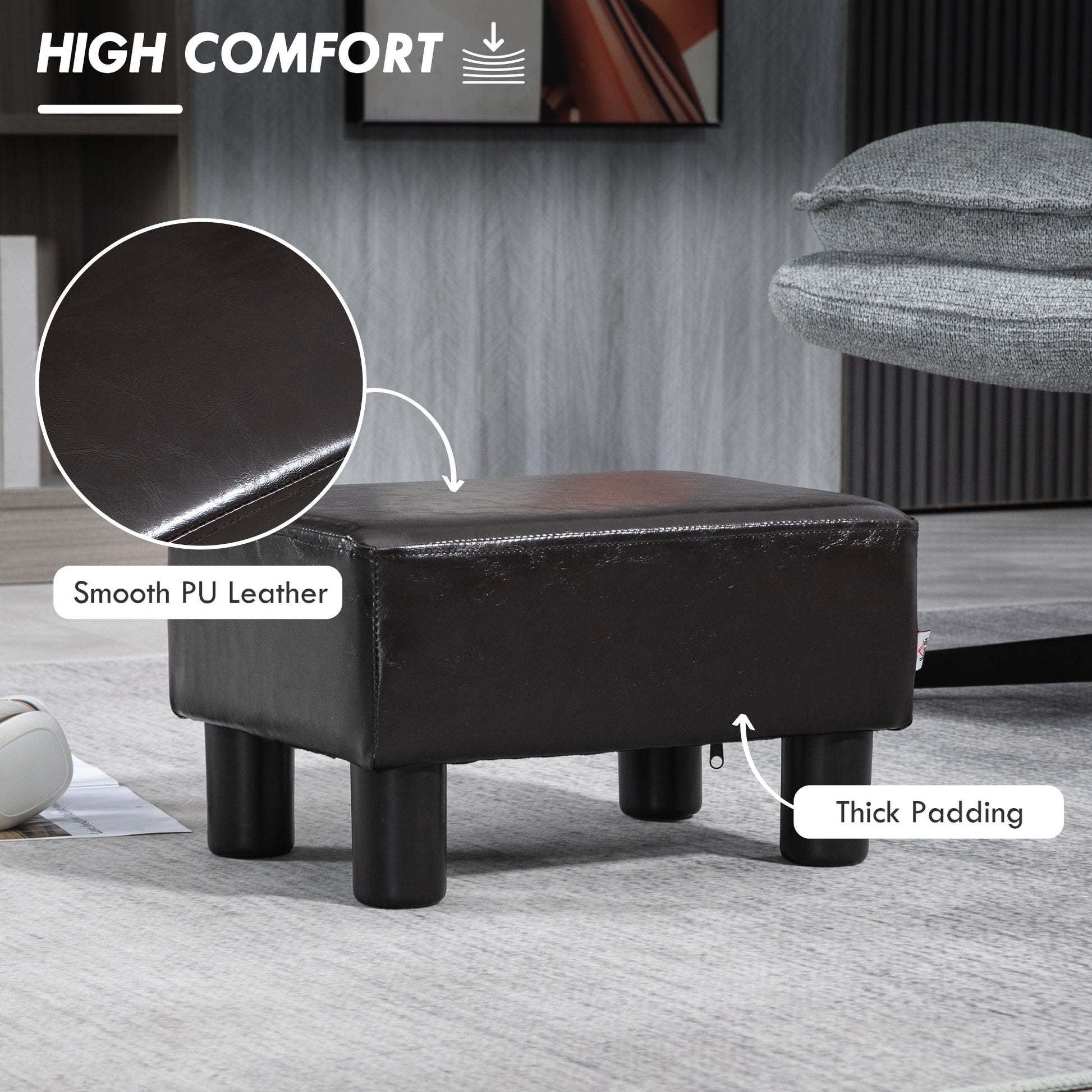 Footstool Small Footrest Upholstery with Plastic Legs
