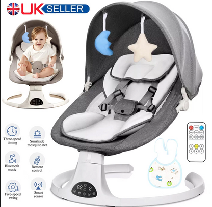 Bluetooth Electric Baby Swing Infant Music Cradle Bouncer Chair Rocker Remote UK