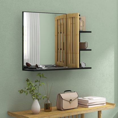 Modern Wall Mounted Bathroom Mirror with 4 Storage Open Shelves