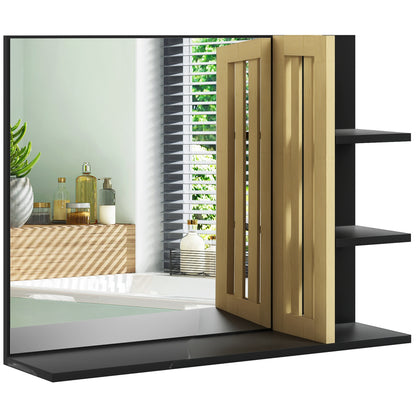 Modern Wall Mounted Bathroom Mirror with 4 Storage Open Shelves