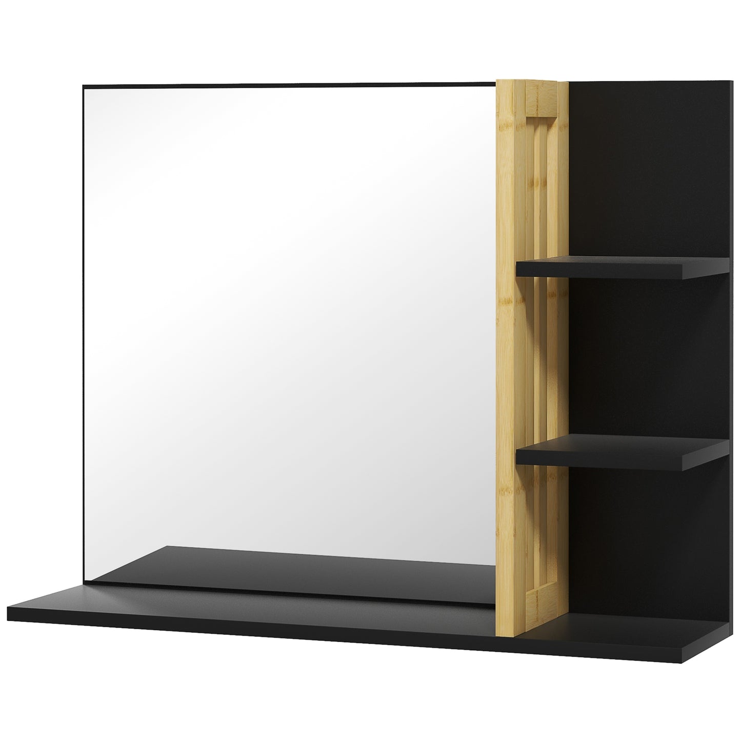 Modern Wall Mounted Bathroom Mirror with 4 Storage Open Shelves