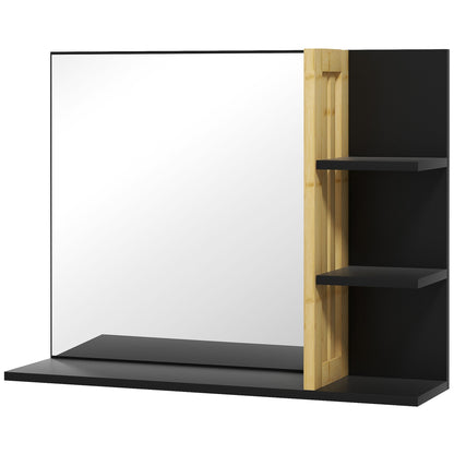 Modern Wall Mounted Bathroom Mirror with 4 Storage Open Shelves